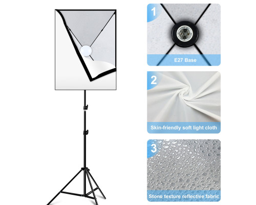 Комплект Puluz PKT3133EU (2 x софтбокси - 50 x 70 см, 2 x стійки, 2 LED лампи - 48 Ватт)