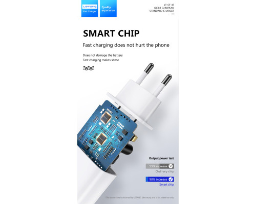Сетевой адаптер Letang CT-47 - 1 х USB (Charge QС3.0 5V- 3A, 9V - 2A, 12V - 1.5A)