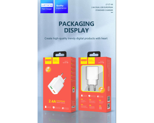 Мережевий адаптер Letang CT-44 - 2 х USB (5V-2.4A) -