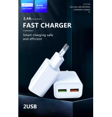 Мережевий адаптер Letang CT-44 - 2 х USB (5V-2.4A) -