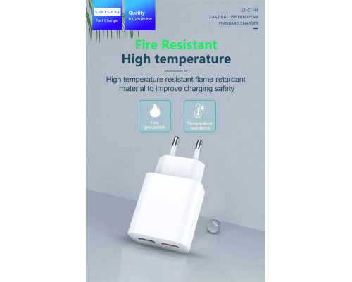 Мережевий адаптер Letang CT-44 - 2 х USB (5V-2.4A) -