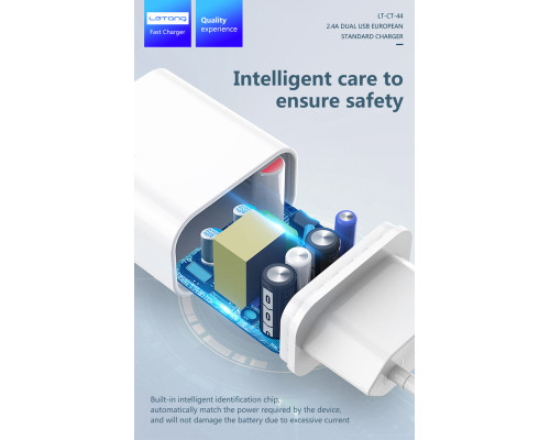 Мережевий адаптер Letang CT-44 - 2 х USB (5V-2.4A) -
