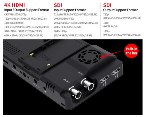 Накамерний монітор, дисплей FeelWorld LUT6S 6" дюймів (HDMI/SDI 2600nits HDR/3D LUT 4K)