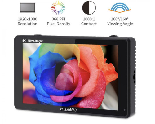 Накамерний монітор, дисплей FeelWorld LUT6S 6" дюймів (HDMI/SDI 2600nits HDR/3D LUT 4K)