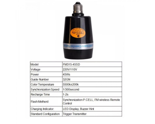 Відомий студійний фотоспалах (патронний) Dison - D-45SD (FM315-45SD)