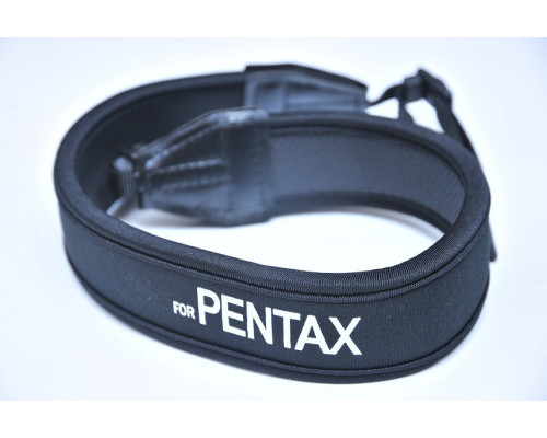 Плечовий шийний ремінь для фотоапаратів PENTAX (неопрен) - білий напис