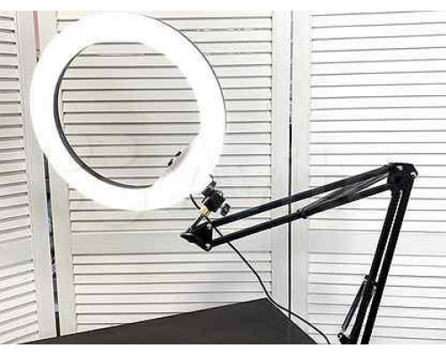Комплект кільцевий LED світло ZM100 (6" - 16см) + пульт + пантограф 70 см + шарнірне кріплення