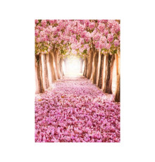 Фотофон вініловий текстурний 1.5×2.1 м + "ворота" - тримач (Дерева + Рожева аллея (TBD02200676))