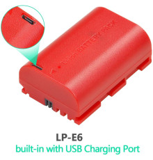 Акумулятор для камер CANON 60D 70D 80D 6D 7D 5D Mark II - LP-E6H (аналог LP-E6, LP-E6N) - з USB роз'ємом
