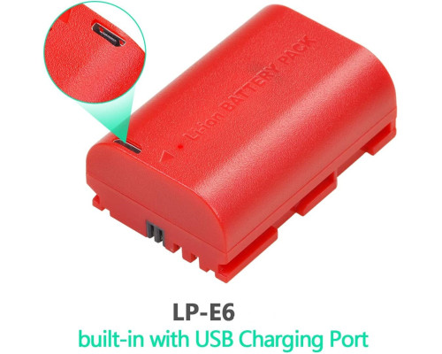 Акумулятор для камер CANON EOS R5 R6 5D Mark III 5D Mark IV - LP-E6H (аналог LP-E6, LP-E6N) - з роз'ємом USB