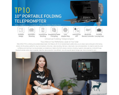 Телесуфлер - телепромтер Feelworld TP10 telepromter - суфлер для смартфона або планшета (10")