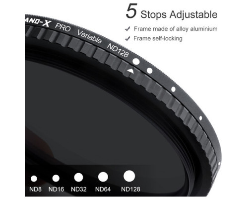 Світлофільтр K&F Concept 40.5 mm Nano-X - ND8-ND128 - нейтрально-сірий зі змінною щільністю