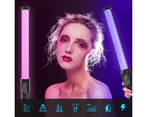 LED — освітлювач, відеосвітло, жзл RGB — Puluz PU4134 50 см (122 діоди) з вбудованим АКБ (2200 ма)