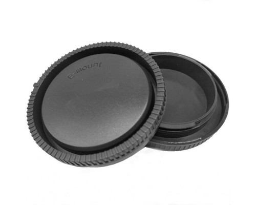 Комплект кришок для Sony (задня об'єктиву та на тушку) байонет Sony E-mount (бездзеркальні) - 2 кришки-аналог