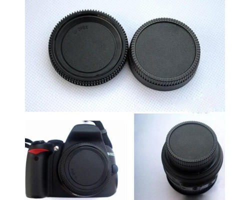 Комплект кришок для Nikon (задня об'єктива та на тонку) байонет Nikon F (дзеркальні камери) — 2 кришки — аналог