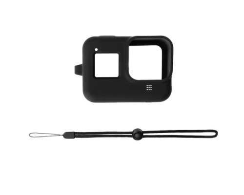 Силіконовий чохол, футляр для екшн камер з ремінцем GoPro Hero 8 - чорний (код № XTGP549)