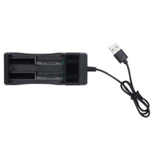 Зарядний пристрій з USB — JR2020-2 для 2 акумуляторів типу 18650, 14500, 16340 (CR123A), 10440, 18500