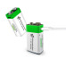 2 акумулятори типу Крона 6F22 (CR-9V) 9 Вольт (2 шт) — з роз'ємом TYPE-C Smartools 650 mAh + кабель TYPE-C
