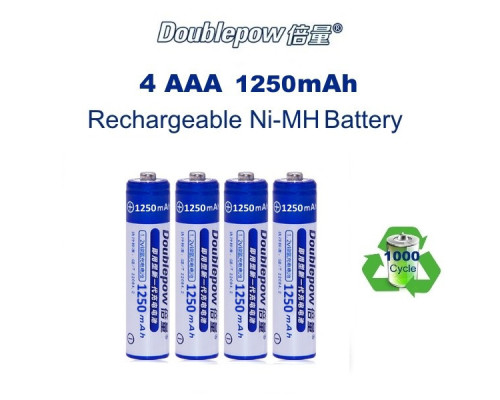Аккумуляторы AAA  (микропальчиковые - мизинчиковые) - Doublepow 1250 mAh (4 шт)