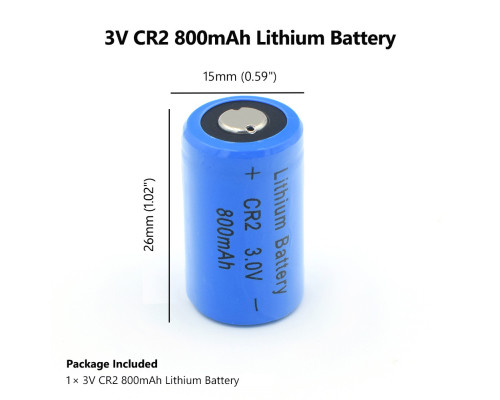 Аккумулятор CR2, (RCR2) Ultrafire 800 mAh 3.0 В.