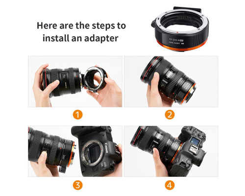 Адаптер (перехідник) автофокусний K&F Concept EF-EOS R для Canon EF, EF-S на байонет Canon EOS RF (EF-EOS RF)