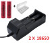 Комплект: 2 шт - аккумулятор 18650 9900  ma+ зарядное устройство с USB - JR2020-2 + кейс