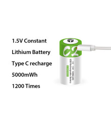 Акумулятор-батарійка тип C (R14) 1,5 В — з роз'ємом TYPE-C Smartools 5000 mwh + кабель TYPE-C