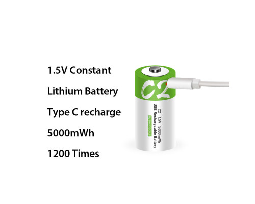Акумулятор-батарійка тип C (R14) 1,5 В — з роз'ємом TYPE-C Smartools 5000 mwh + кабель TYPE-C