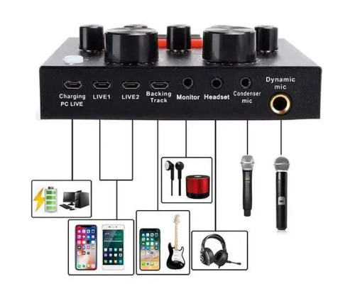 Внешняя звуковая карта V8, аудиоинтерфейс, Bluetooth адаптер Live Sound Card USB-гарнитура для микрофона