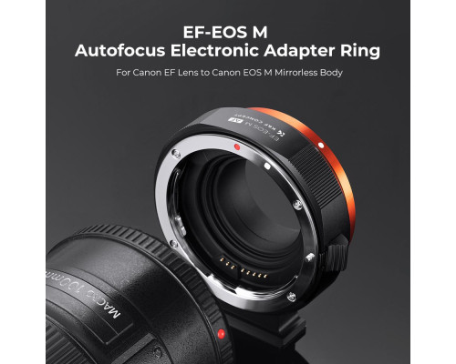 Адаптер (перехідник) автофокусний K&F Concept EF-EOS M для Canon EF, EF-S на байонет Canon EOS M (EF-EF M)