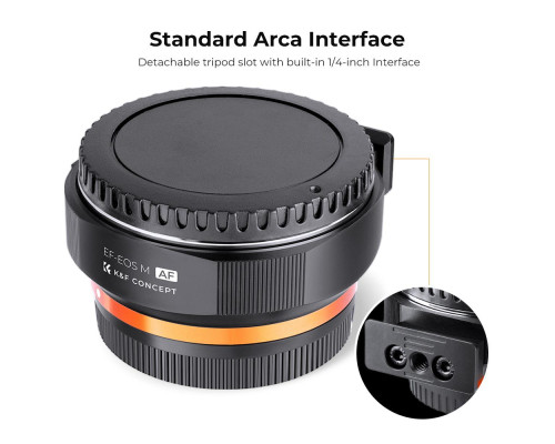 Адаптер (перехідник) автофокусний K&F Concept EF-EOS M для Canon EF, EF-S на байонет Canon EOS M (EF-EF M)