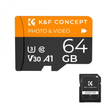 Картка пам'яті K&F Concept Micro SD 64 GB (U3/V30/A1) з адаптером для SD (KF42.0012)