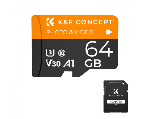 Картка пам'яті K&F Concept Micro SD 64 GB (U3/V30/A1) з адаптером для SD (KF42.0012)