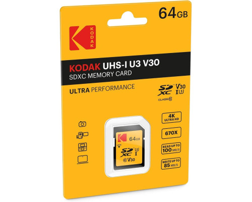 Картка пам'яті Kodak SD 64 GB (U3/V30/A1)