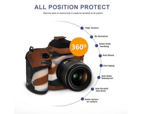 Захисний силіконовий чохол Pixel для фотоапаратів Nikon D750 — камуфляж (пипля) (код TBD0603887401C)