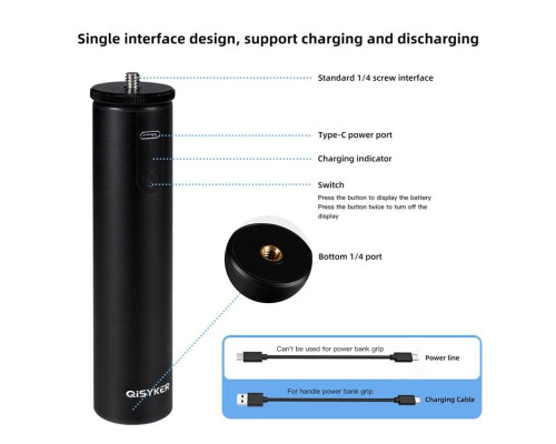 QISYKER VLP6000 — монопод — тримач — стедикам для екшн-камери, телефона з powerbank на 6000 ma