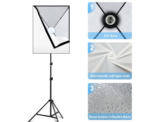 Комплект Puluz PU5070-2 (165W) (2 x софтбокса — 50 x 70 см, 2 x стійки, 2 LED-лампи — 165 ватів, пульт ДК)