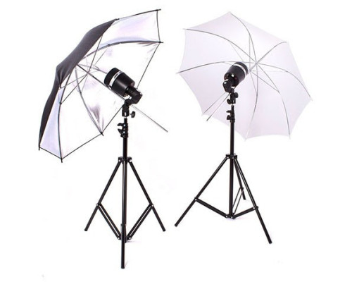 Комплект SY8000KIT-2: 2 x студійні фотоспалади Godox — SY8000 + 2 x стійки 2.8 м + 2 парасольки