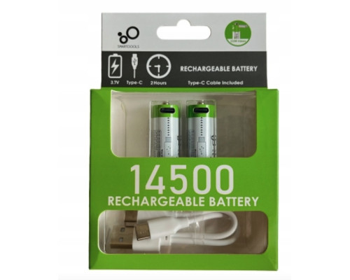 Аккумулятор 14500 (3.7V) с разъемом TYPE-C Smartools 700 mAh (цена за блистер - 2 штуки) + кабель TYPE-C