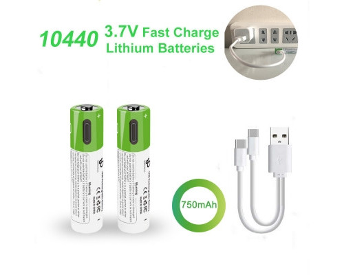 Аккумулятор 10440 (3.7V) с разъемом TYPE-C Smartools 750 mwh (цена за блистер - 2 штуки) + кабель TYPE-C
