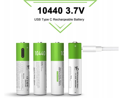 Аккумулятор 10440 (3.7V) с разъемом TYPE-C Smartools 750 mwh (цена за блистер - 4 штуки) + кабель TYPE-C