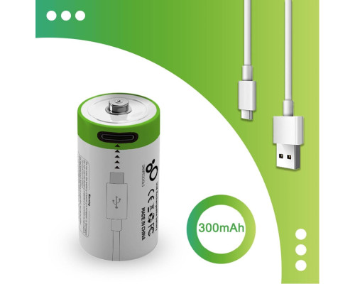 Аккумулятор CR2 (3.7V) с разъемом TYPE-C Smartools 300 mAh (цена за блистер - 4 штуки) + кабель TYPE-C