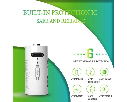 Аккумулятор 14250 (3.7V) с разъемом TYPE-C Smartools 300 mAh (цена за блистер - 2 штуки) + кабель TYPE-C