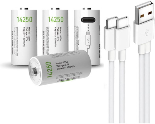 Аккумулятор 14250 (3.7V) с разъемом TYPE-C Smartools 300 mAh (цена за блистер - 4 штуки) + кабель TYPE-C
