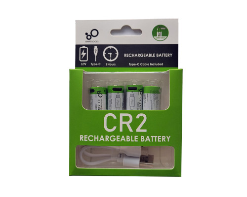 Аккумулятор CR2 (3.7V) с разъемом TYPE-C Smartools 300 mAh (цена за блистер - 4 штуки) + кабель TYPE-C