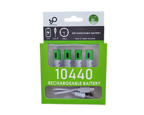 Аккумулятор 10440 (3.7V) с разъемом TYPE-C Smartools 750 mwh (цена за блистер - 4 штуки) + кабель TYPE-C