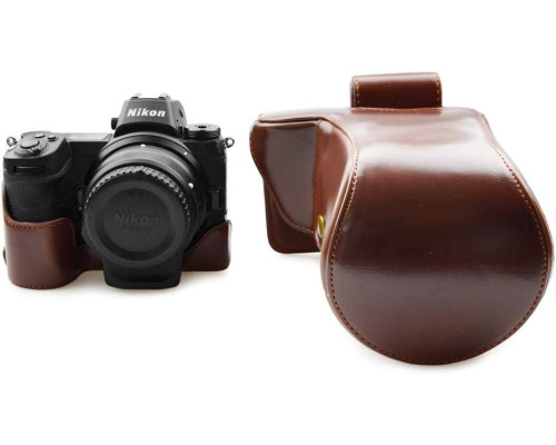 Защитный футляр - чехол для фотоаппарата Nikon Z6, Z7, Z6 II, Z7 II с доступом к батарейному отсеку - кофе