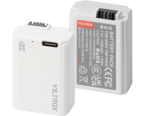 Аккумулятор Viltrox TNP-FW50 (аналог NP-FW50) для камер Sony с TYPE-C