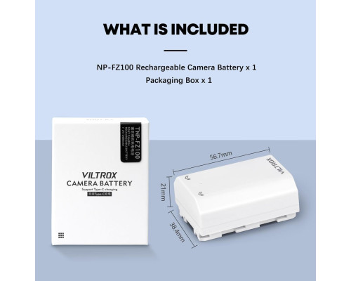 Аккумулятор Viltrox TNP-FZ100 (аналог NP-FZ100) для камер Sony с TYPE-C