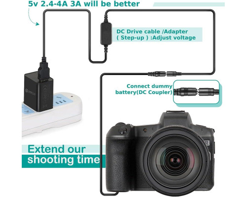 USB-адаптер живлення EP-5C для Nikon Nikon 1J1 1J2 1J3 1S1 1AW1 V3 Coolpix A Coolpix P1000 — замість АКБ EN-EL20
